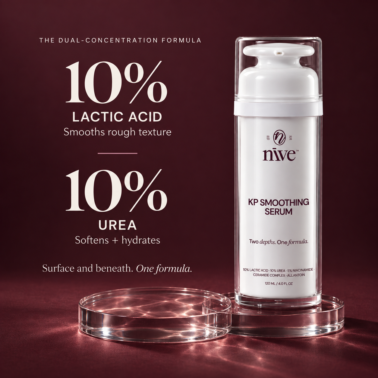 NĪVE dual-concentration formula with 10% lactic acid and 10% urea